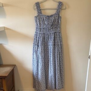 Gap x DOEN Blue Floral Smocked Maxi Dress